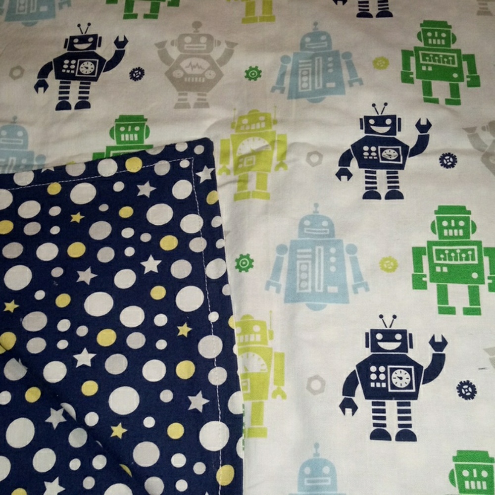 Space and Stars Robot Baby Blanket - Picture 2 of 6